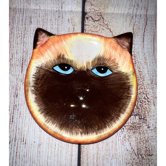 3-set Ceramic Cat Face Coasters Trinket Food Dishes Bandwagon Inc 2001 - Picture 3 of 9